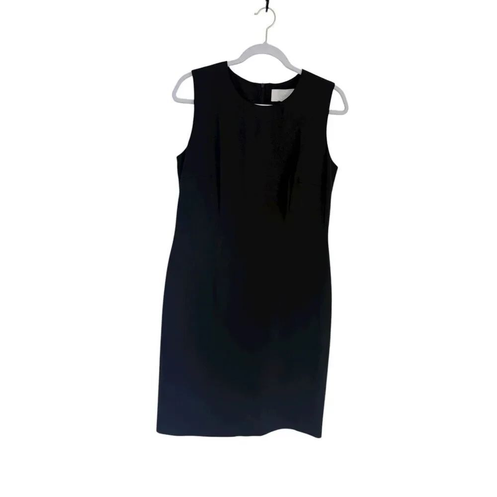Hugo Boss Sleeveless Crew Neck Lined Pencil Sheath Dress Black Womens Size 8